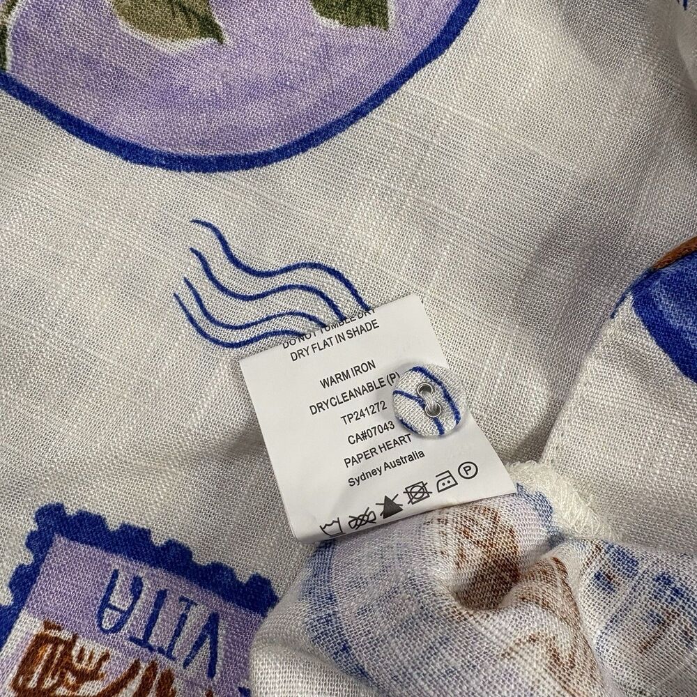 Paper Heart Tropical Stamp Print Camp Shirt Linen Blend‎ Oversized Womens M NWT - Picture 4 of 12